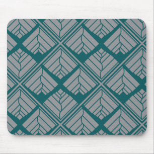 Tapis De Souris Carré feuille répéter Turquoise Gris
