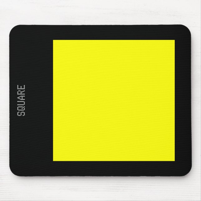 Tapis De Souris Carré - Jaune sur Noir (Devant)