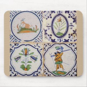 Tapis De Souris Carreaux de Delft hollandais vintage Art de la pot