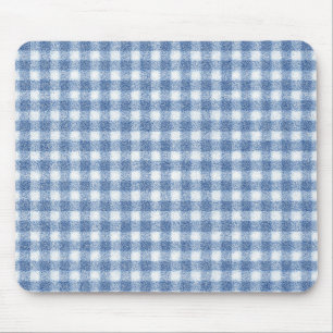 Tapis De Souris Carreaux Gingham Bleu et Blanc Classiques 
