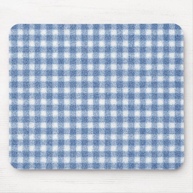 Tapis De Souris Carreaux Gingham Bleu et Blanc Classiques  (Devant)