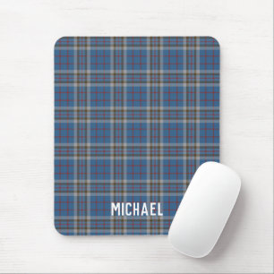 Tapis De Souris Carreaux Tartan Rustique Thompson Bleu Gris