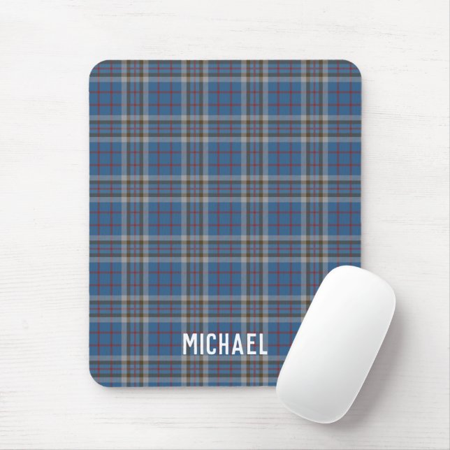 Tapis De Souris Carreaux Tartan Rustique Thompson Bleu Gris (Avec souris)