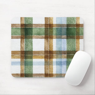 Tapis De Souris Carreaux Vert Marron Bleu Rayures