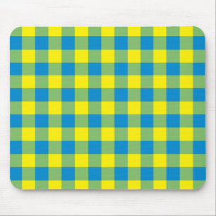 Tapis De Souris Carreaux Vichy Bleu Jaune Vert