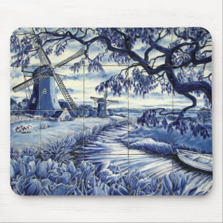 Tapis De Souris Carrelage de Delft avec le moulin à vent
