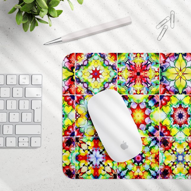 Tapis De Souris Carrelage méditerranéen, Carreaux d'encre d'alcool (Créateur téléchargé)