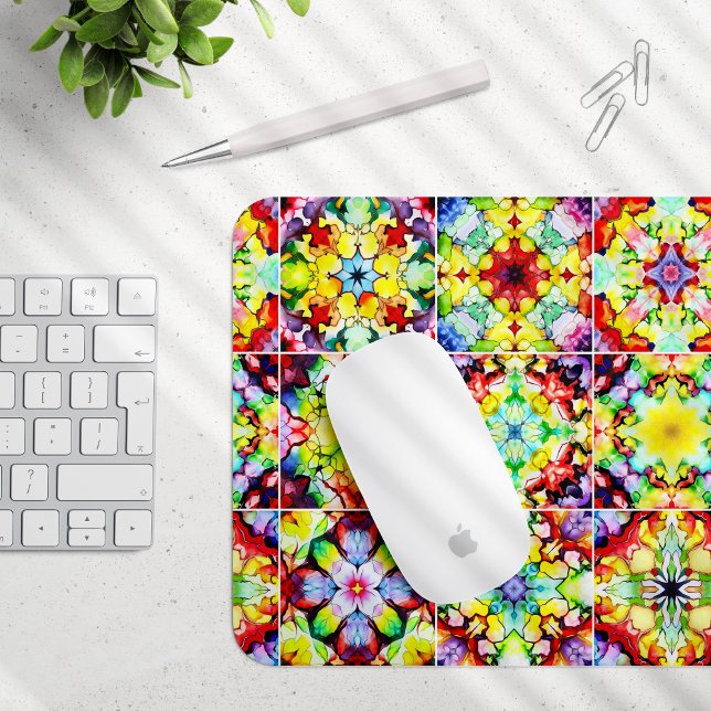 Tapis De Souris Carrelage méditerranéen, Carreaux d'encre d'alcool (Créateur téléchargé)