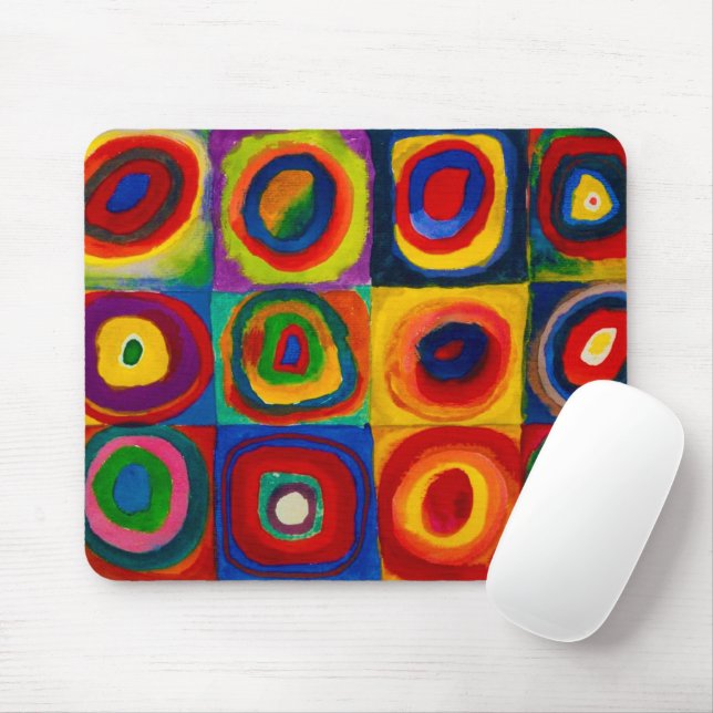 Tapis De Souris Carrés avec cercles, Abstraits, Wassily Kandinsky (Avec souris)