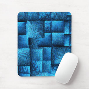 Tapis De Souris Carrés bleu vif au design tribal abstrait