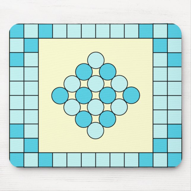 Tapis De Souris Carrés bleus et cercles Motif (Devant)