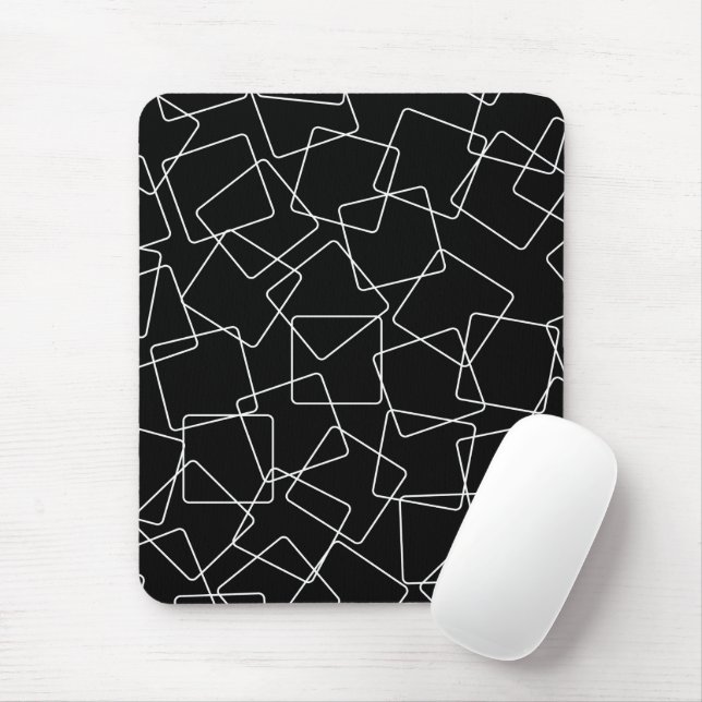 Tapis De Souris Carrés désordonnés noirs et blancs (Avec souris)