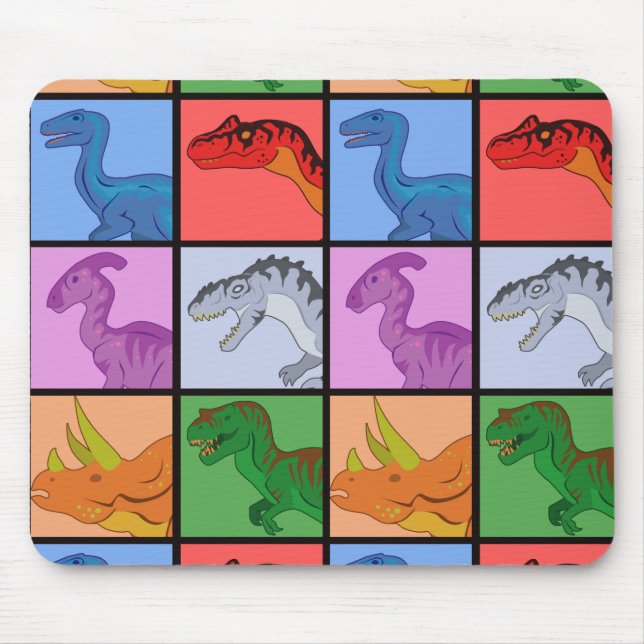 Tapis De Souris Carrés dinosaures (Devant)