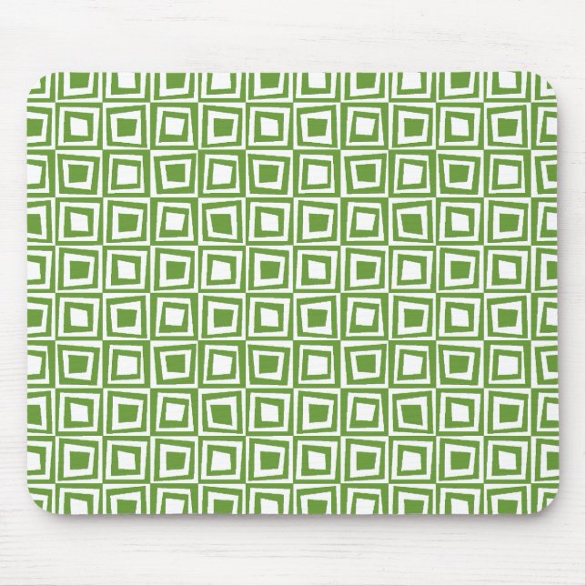 Tapis De Souris Carrés rétro - Avocado vert sur blanc (Devant)