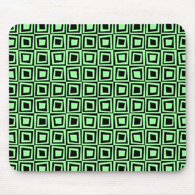Tapis De Souris Carrés rétro - Mint vert sur noir (Devant)