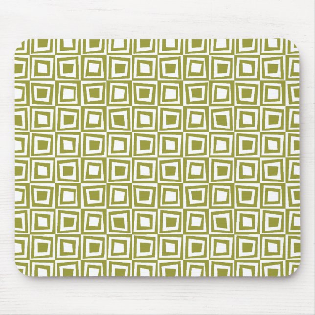 Tapis De Souris Carrés rétro - Olive on White (Devant)