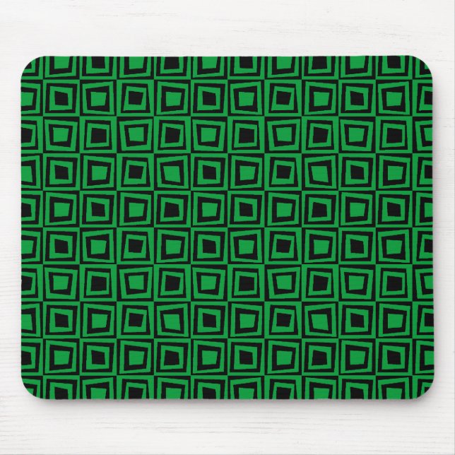 Tapis De Souris Carrés rétro - Vert pâle sur noir (Devant)