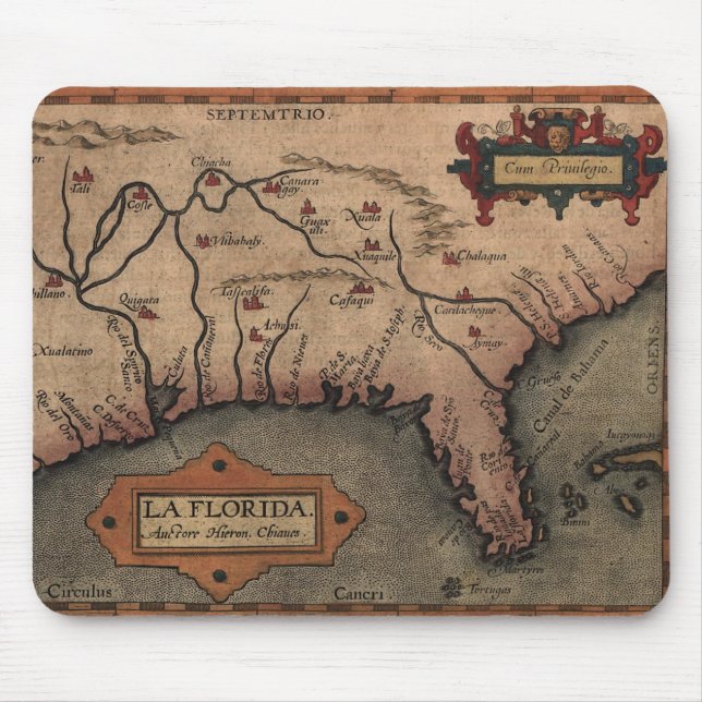 Tapis De Souris Carte 1584 de la Floride de La Mousepad (Devant)