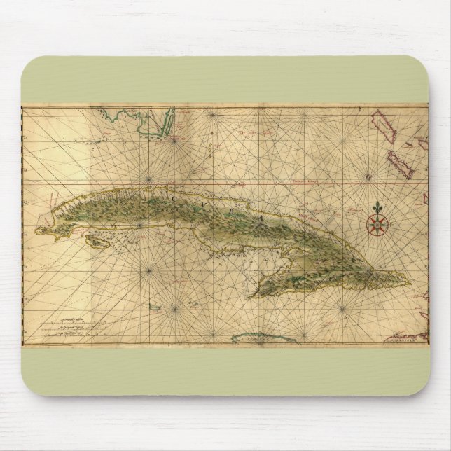 Tapis De Souris Carte 1639 historique du Cuba par Joan Vinckeboons (Devant)