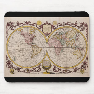 Tapis De Souris Carte 1782 du monde par George Augustus Baldwyn