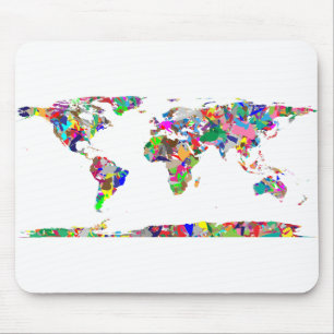 Tapis De Souris Carte Abstraite du monde coloré 2