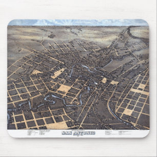 Tapis De Souris Carte aérienne antique de ville de San Antonio, le