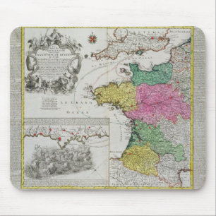 Tapis De Souris Carte allemande montrant des attaques navales