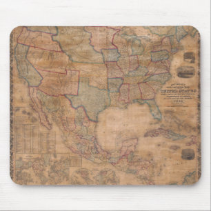 Tapis De Souris Carte américaine victorienne ornée sur parchemin v