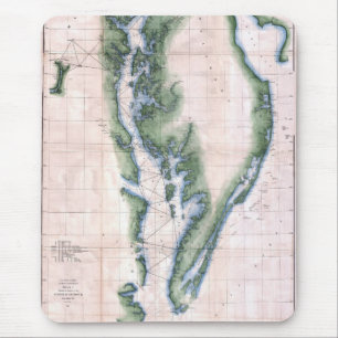 Tapis De Souris Carte ancienne baie de Chesapeake et baie du Delaw