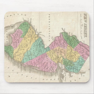 Tapis De Souris Carte ancienne du New Jersey (1827)