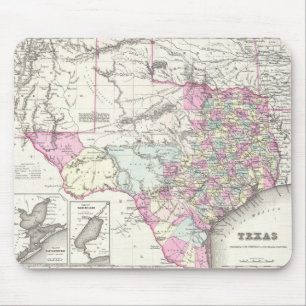 Tapis De Souris Carte ancienne du Texas (1855)