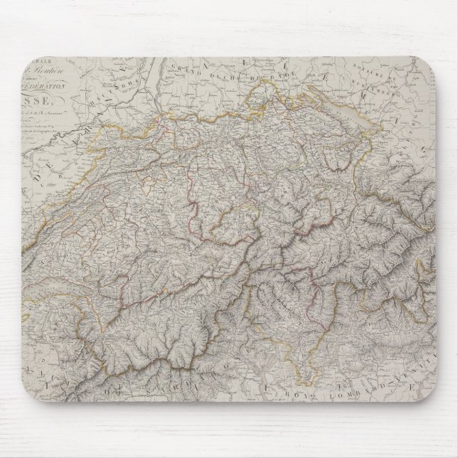 Tapis De Souris Carte antique de la Suisse (Devant)