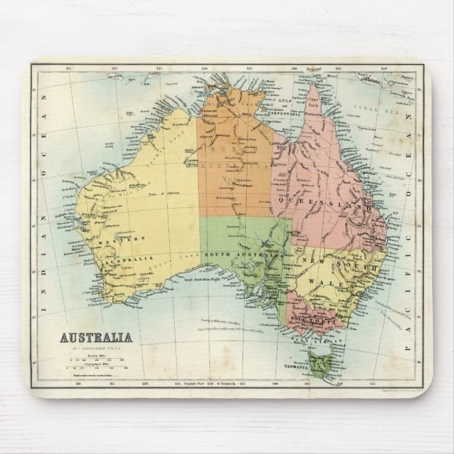 Tapis De Souris Carte antique de l'Australie (Devant)