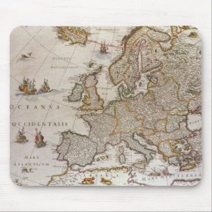 Tapis De Souris Carte antique de l'Europe par Willem Jansz Blaeu,