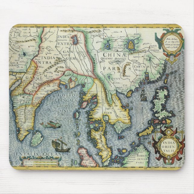 Tapis De Souris Carte antique du Sud-Est asiatique par Mercator /  (Devant)