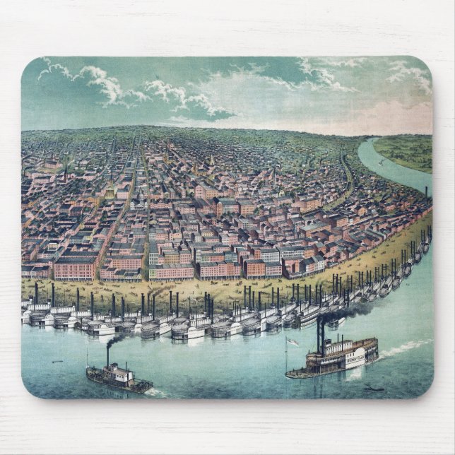 Tapis De Souris Carte antique Saint Louis Missouri Mississippi (Devant)