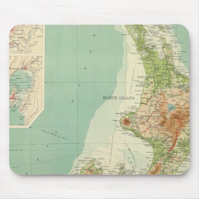 Tapis De Souris Carte Atlas de la Nouvelle-Zélande (Devant)