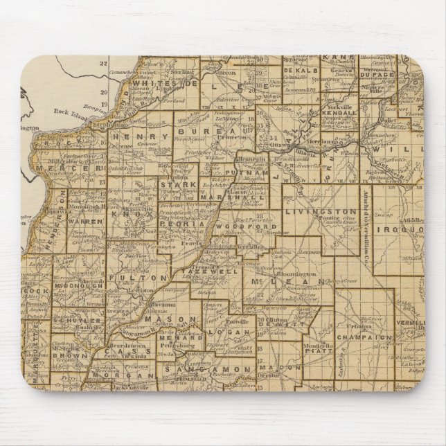 Tapis De Souris Carte Atlas de l'Illinois (Devant)