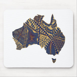 Tapis De Souris Carte Australie Tan-Bleu-Rouge