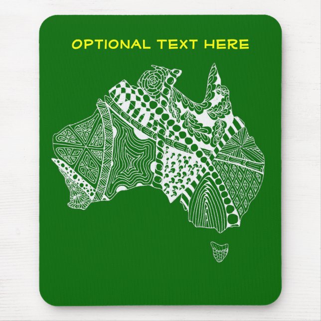 Tapis De Souris Carte Australie Vert et Or (Devant)