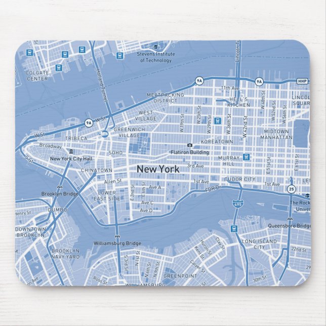 Tapis De Souris Carte bleue de New York (Devant)