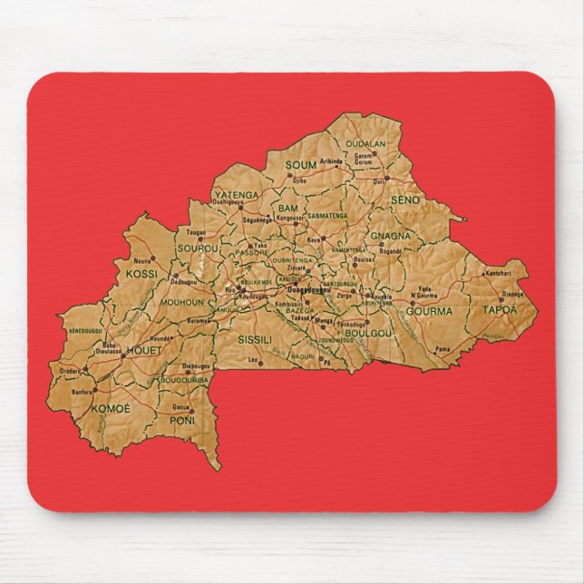 Tapis De Souris Carte Burkina Faso Mousepad (Devant)