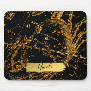 Tapis De Souris Carte Céleste Astrologique Or Cancer Crabe