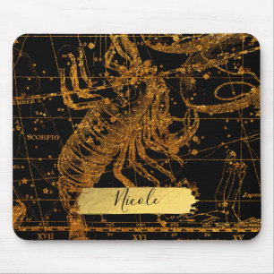 Tapis De Souris Carte Céleste Signe Astrologique Or Scorpion