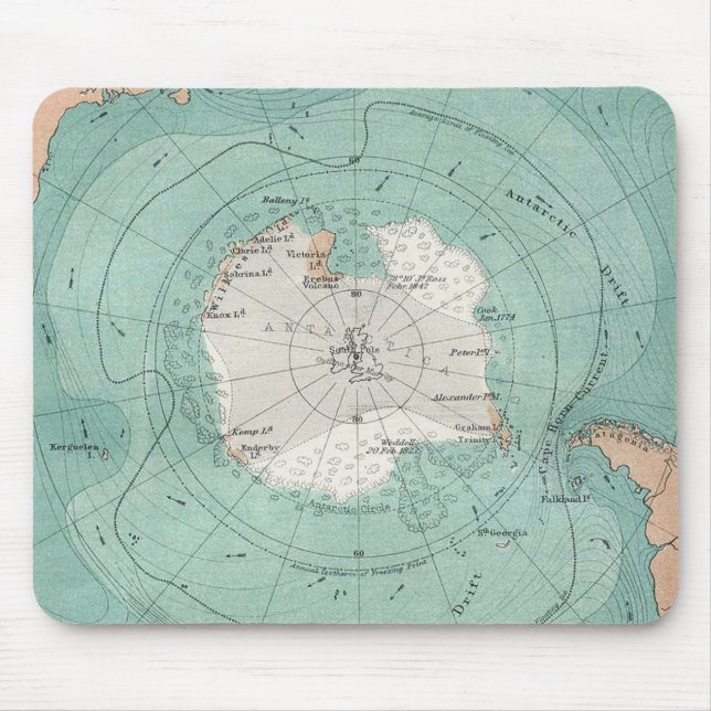 Tapis De Souris Carte classique de l'Antarctique (Devant)