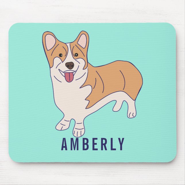 Tapis De Souris Carte Corgi Chien vert (Devant)