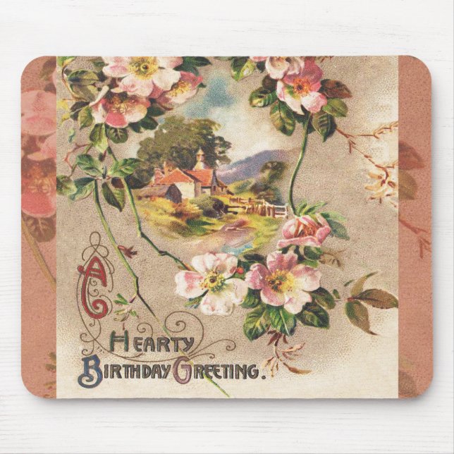 Tapis De Souris Carte d'anniversaire vintage (Devant)
