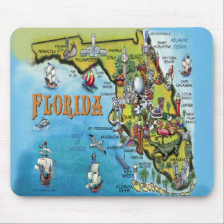 Tapis De Souris Carte de bande dessinée de la Floride