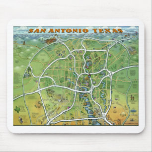 Tapis De Souris Carte de bande dessinée de San Antonio le Texas