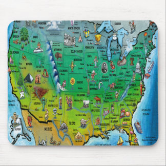 Tapis De Souris Carte de bande dessinée des Etats-Unis